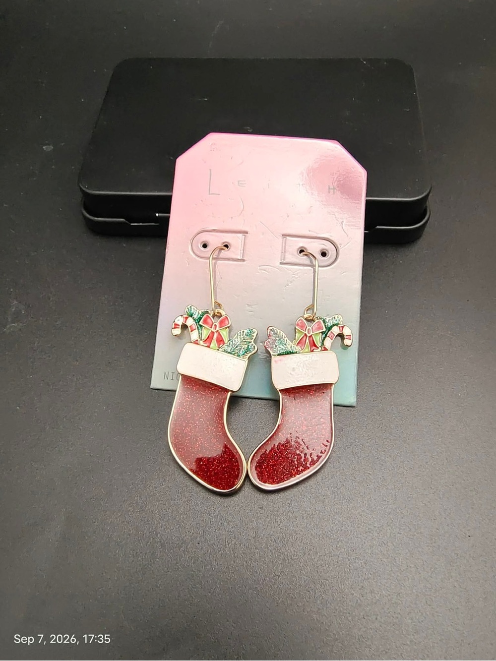 NWOT Leith Festive Red Christmas Stocking Drop Earrings - Women Jewelry